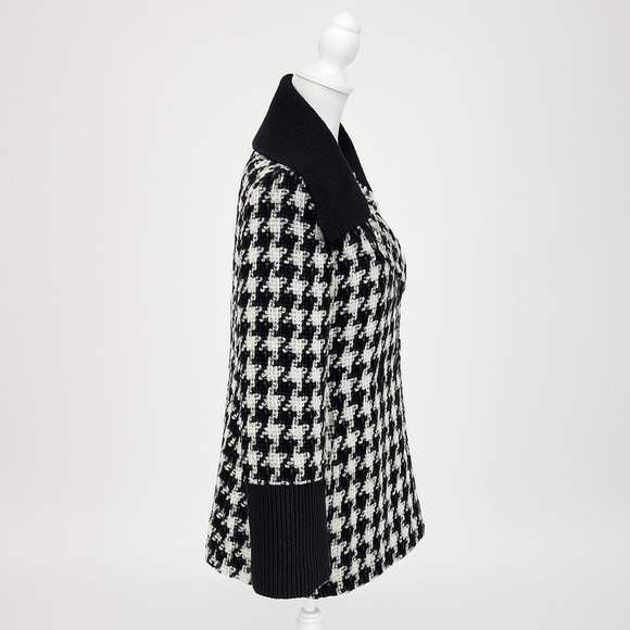 Worthington Womens XL Houndstooth Wool-Blend Coat Black & White Double-Breasted - Picture 5 of 7